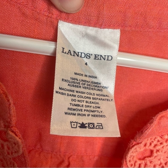 Lands End 100% Linen Coral Popover Tunic 4 - Picture 9 of 10